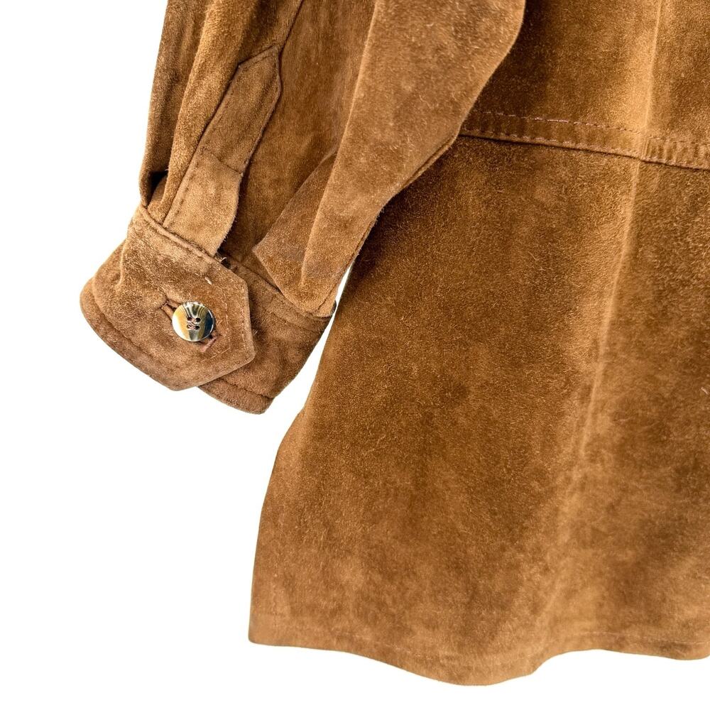 Vintage 90s Mario Hernandez Brown Genuine Suede Shirt Jacket - Picture 5 of 7